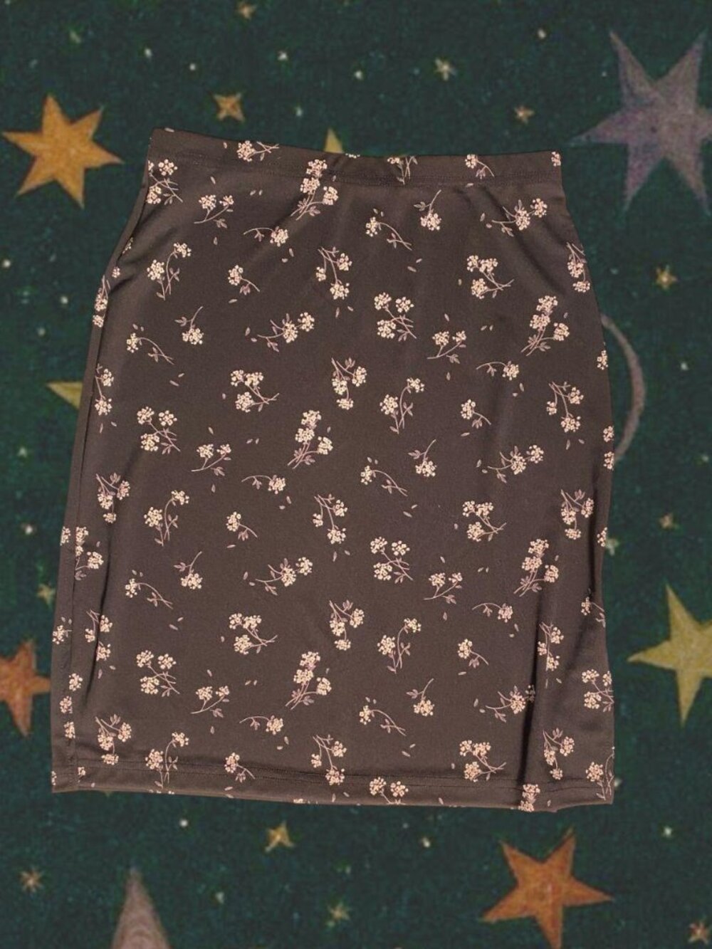 Vintage Black Floral Midi Skirt